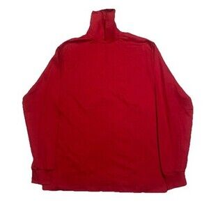 Eddie Bauer Turtleneck Men's L Red Cotton USA Made Vintage NOS